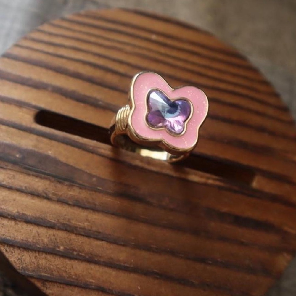 Pink butterfly statement y2k ring